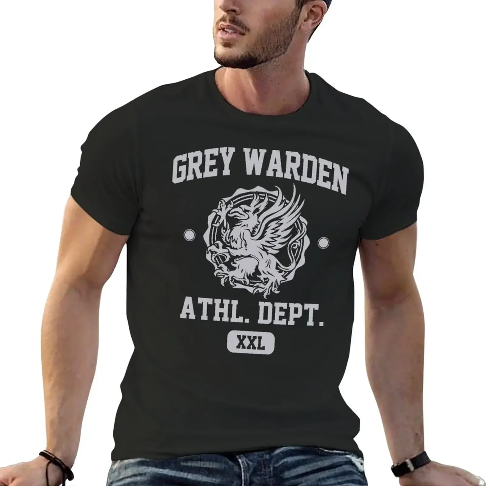 Grey Warden Athletic Department Dragon Age Gym Shirt Style Silver Print T-Shirt tees oversized t shirt t shirts for men cotton