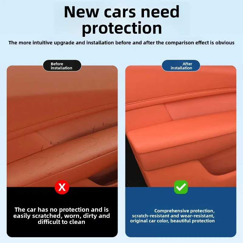 For Lynk & Co 900 2025 2026 Car Door Armrest Cover Protection Pad Anti Fouling Leather Pad Four Door Handle Panel Protector detail image 2