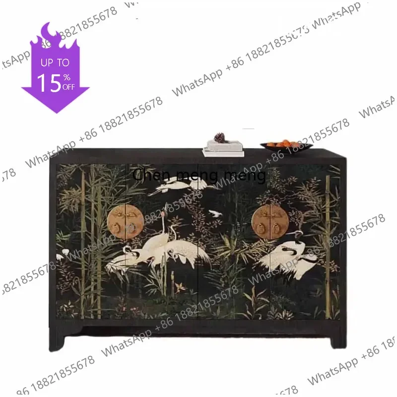 PPP D Chinese-style storage hand-painted side cabinet with multiple doors