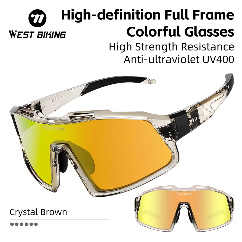 WEST BIKING ​Cycling Hiking High-definition Full Frame Colorful Glasses Men Women MTB Bike Protection Eyewear  Cycling Equipment