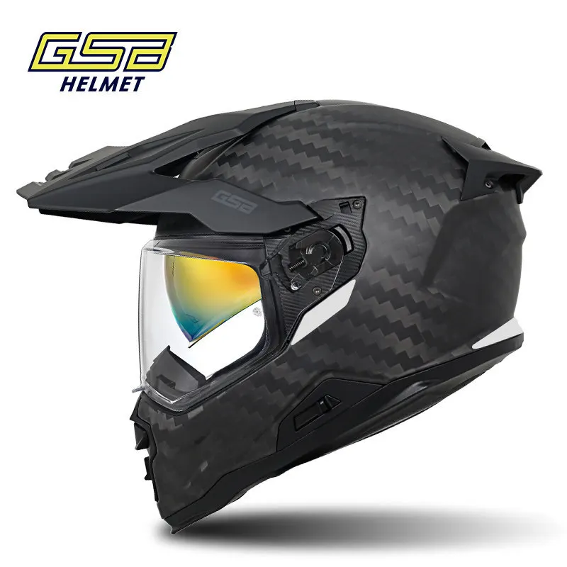 GSB X30 Carbon Fiber Motorcycle Off-road Rally Helmet Double Lens Road Rally Full Helmet Locomotive Long-distance Casco Moto
