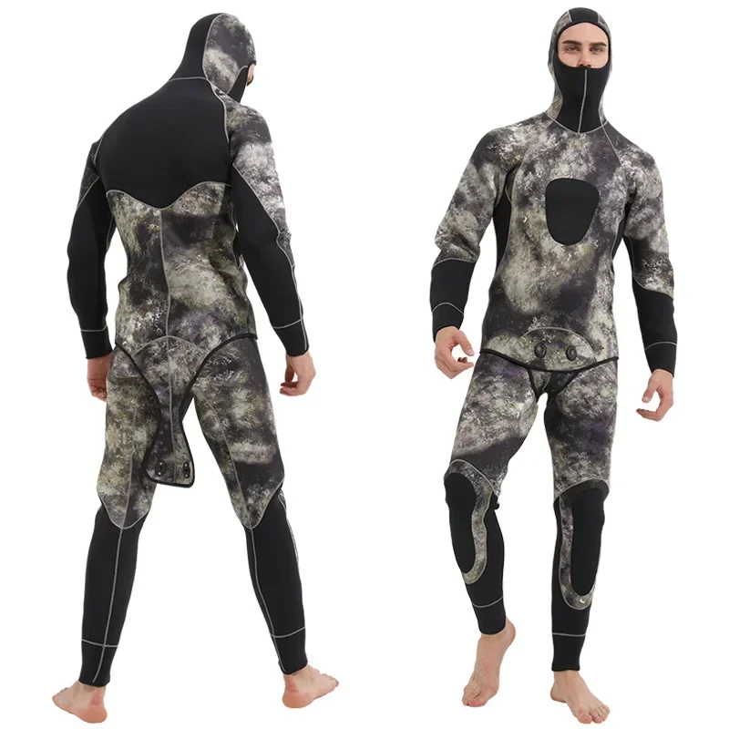 New 5MM Rubber One-piece Long-sleeved Wetsuit Camouflage Cold and Warm Winter Swimsuit Deep Diving Surf Suit