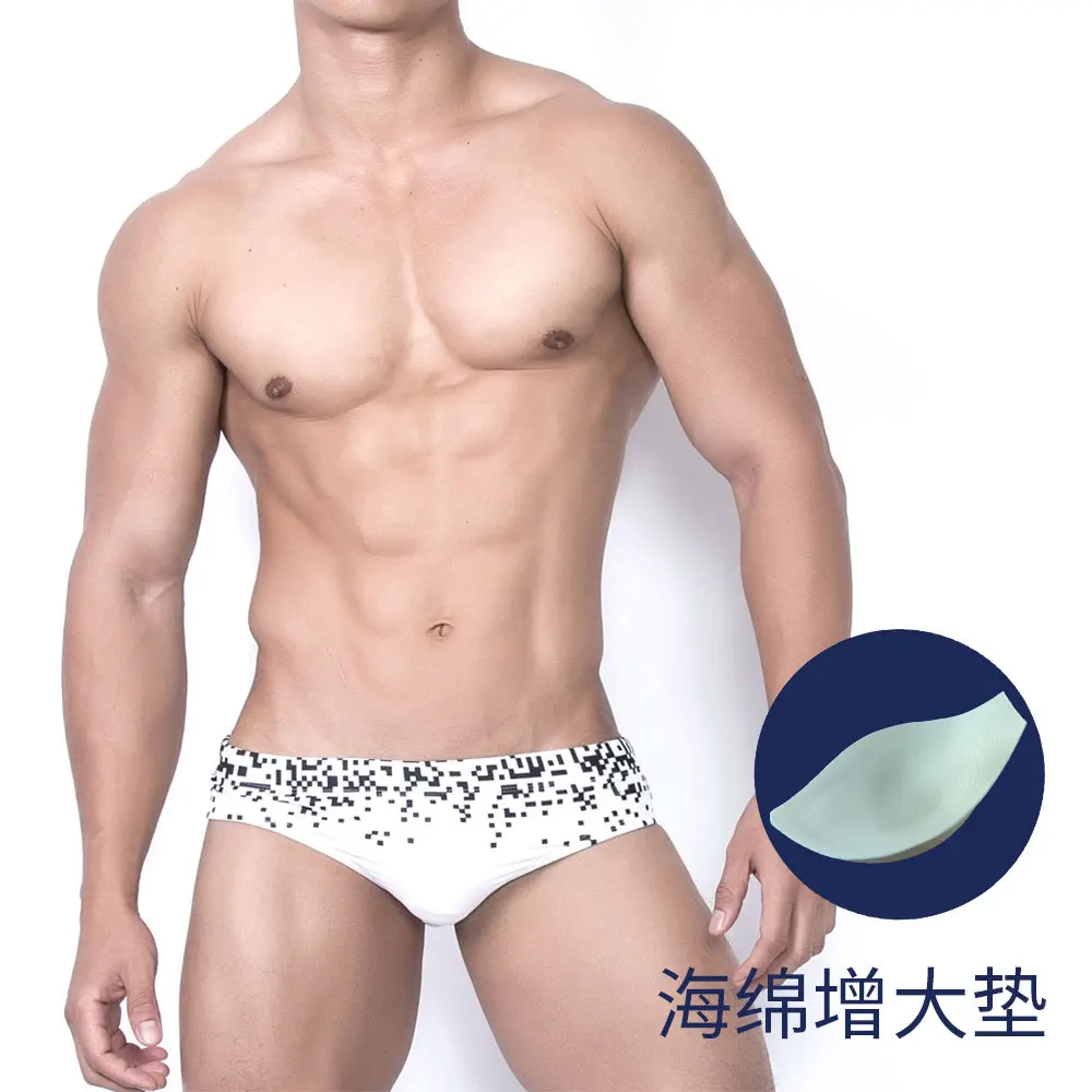 Simple black and white digital element printing with cup three-dimensional bag showing large anti-light trunks swimsuit