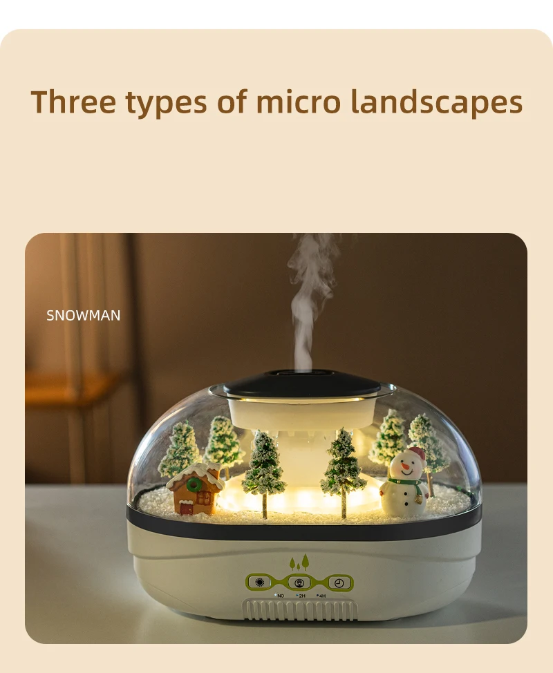 Simulierter Schneehügel-Luftbefeuchter, Schneemann-Aroma-Diffusor, Heimdekoration, kreative Schneelandschaft. Ideal für Schlafzimmer, Büro, Yo – Detail 11