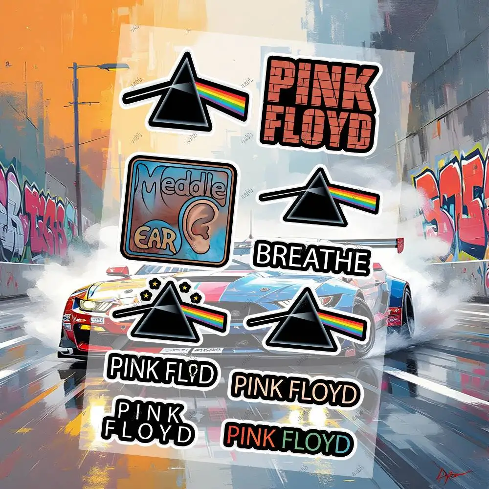 P-Pink F-Flo-yd Motorcycle Sticker Set Reflective Decals For Helmet Fuel Tank Fairing Body Custom Bike Graphics Kit
