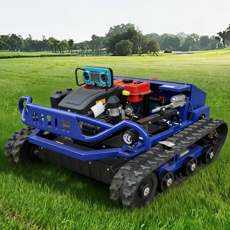 

Hot Top Small Crawler Remote Control Cordless Industrial Grade Petrol Powered Lawn Mower Farm Grass Blade Automatic Lawn Mowing
