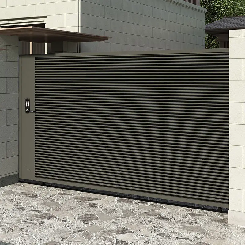 Modern folding wrought iron gate villa sliding louver door outdoor stainless steel entrance yard door electric door