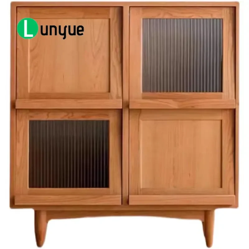 4 Door Recycled Pine Display Cabinet Sideboard Locker Living Room Furniture Storage Organizer Eco Friendly Wood