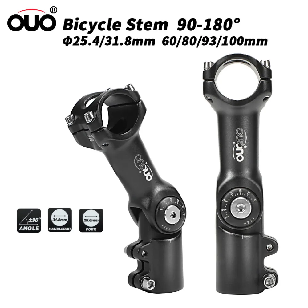 OUO Mtb Adjustable Bike Stem Takeaway 31.8/25.4mm Mtb Power 90-180 Degre Bicycle Steering Wheel Fork Stem Extension Bicycl Handl