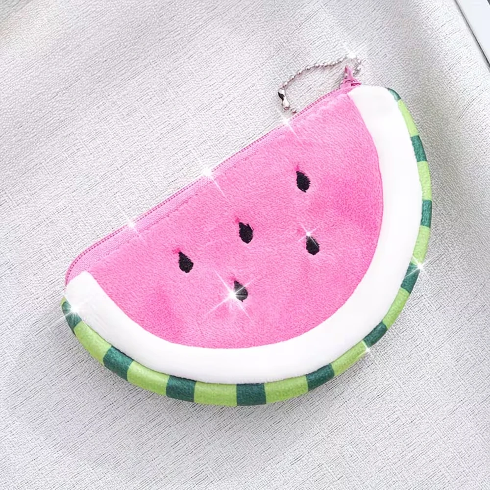 Cartoon Fruit Plush Coin Purse - Soft Elastic Fabric Wallet, Back-To-School Essential, Christmas Gift