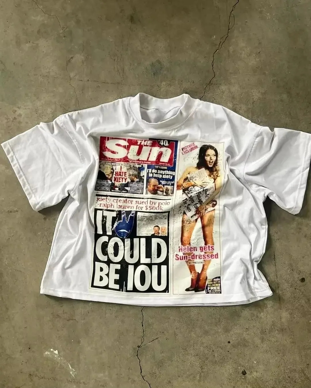 New Harajuku American Newspaper Graphic T Shirts Y2k Tops Oversized T Shirt Couple Gothic Streetwear Vintage Men Clothing