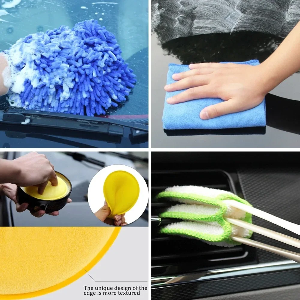 

10-17Pcs Car Beauty Car Wash Detail Brush Brush Driver Set Vent Brush Set Car Leather Air Vents Rim Dirt Dust Cleaning Tools