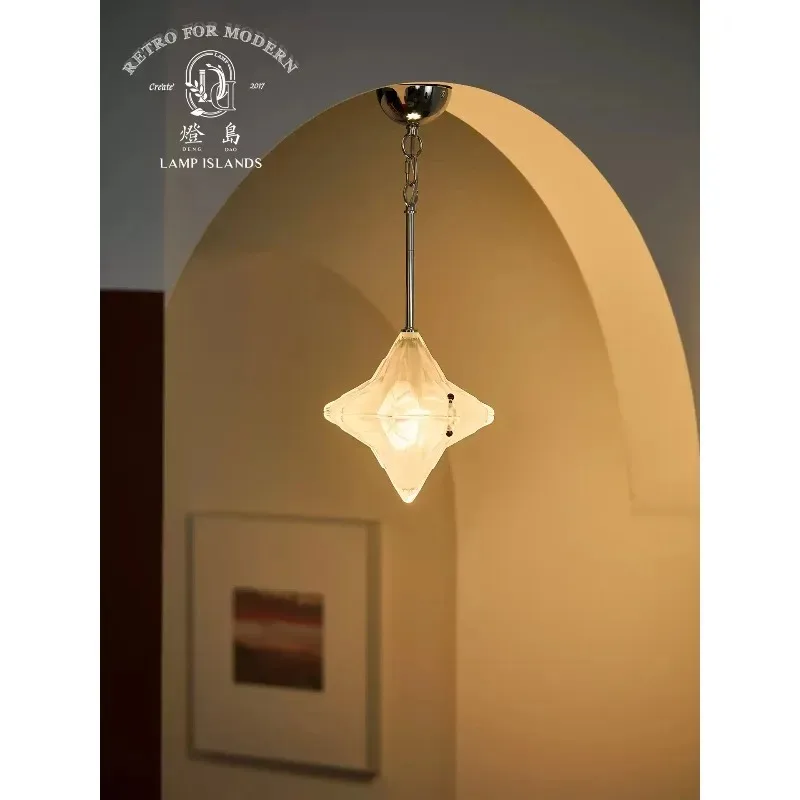 Everbright Store 2026 New, Medieval Art Deco Star Glass Chandelier Entrance Aisle Bedroom Bedside Lamp