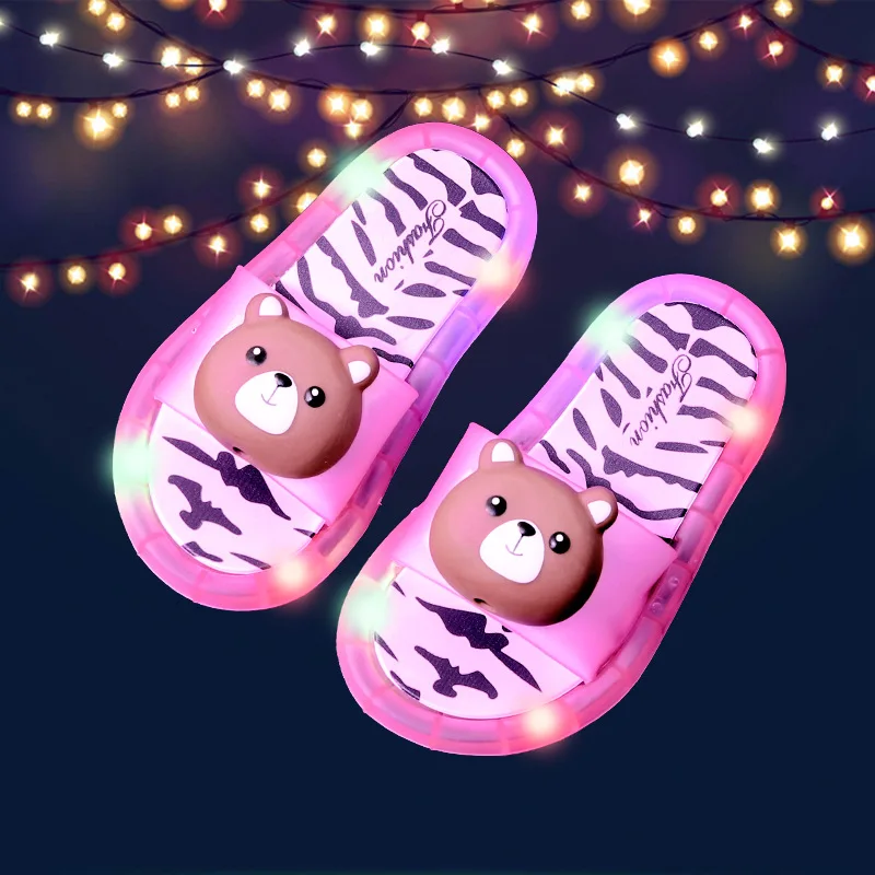 2023 New Summer Ins Children Slippers Illuminated Cartoon Boy Girl Baby Indoor Outdoor Wear-resistant Shoes