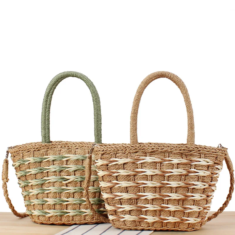 

Popular Summer Handheld Large Capacity Straw Woven Bag Forest Series Tote Versatile Straw Woven Bag Beach Vacation Bag