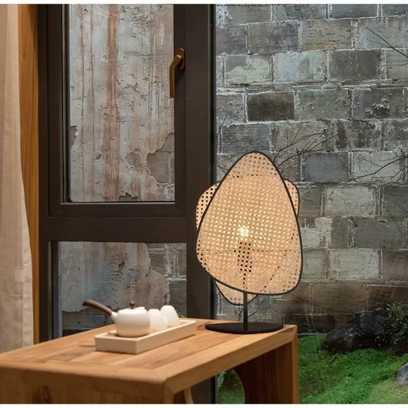 Lampa podłogowa Wabi Sabi japonia Rattan oświetlenie podłogowe Sofa do salonu narożny stojak E27 lampy biurkowe LED wystrój pokoju blask