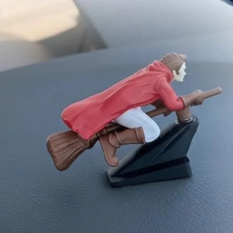 3D Print Rotating Witch Broomstick Car Ornament Mini Gothic Dashboard Charm For Teens Women Drivers Halloween Spooky Gift