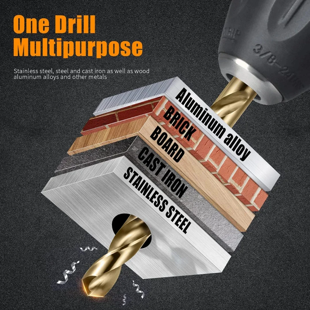 Punte da trapano metriche Set13PCS (3/16 "-1/2") punta per metallo piastrelle di vetro calcestruzzo punte da trapano professionali per muratura carburo di tungsteno