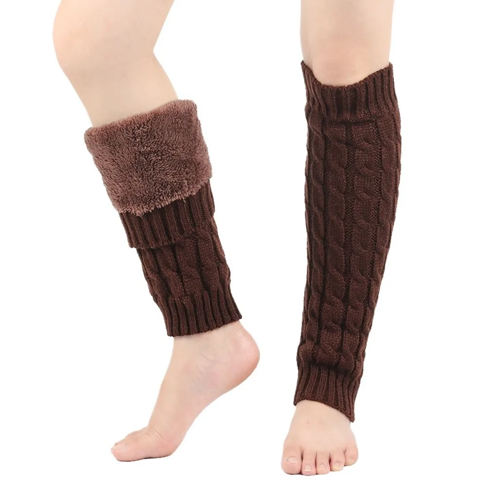 Calzini Scaldamuscoli in pile alto al ginocchio Copri piedi Scaldamuscoli invernali addensati Tinta unita Coprigambe in maglia morbida Streetwear