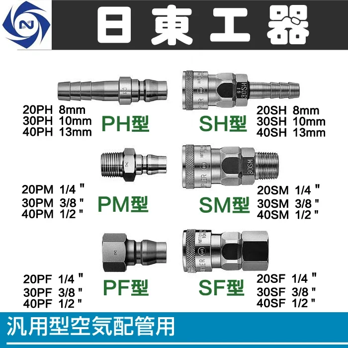 

NITTO Nippon SN/PN/SM/PM/SH/PH/SF/PF пневматический быстрый соединитель для воздушной трубы