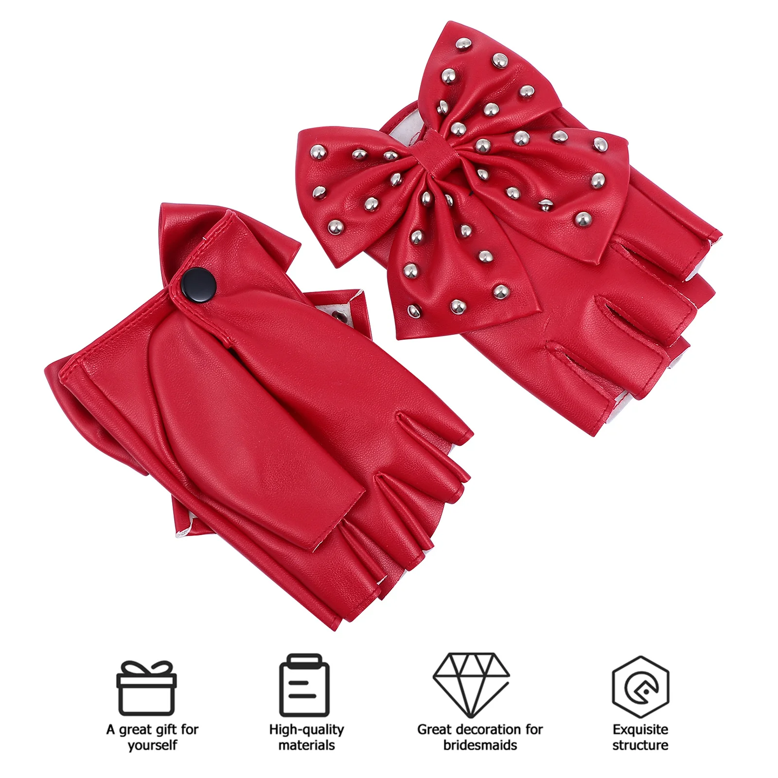 1 زوج القوس عقدة برشام نصف اصبع قفازات عيد الميلاد السنة الجديدة الرجعية حفلة موضة المرحلة سيدة هدية برشام قفاز