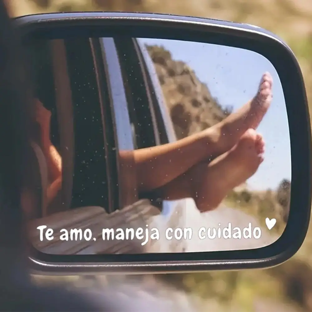 Naklejka na lusterko wodoodporna winylowa z motywem motywacyjnym na samochód, na osłonę przeciwsłoneczną, prezent dla męża/żony - Te amo maneja con cuidado