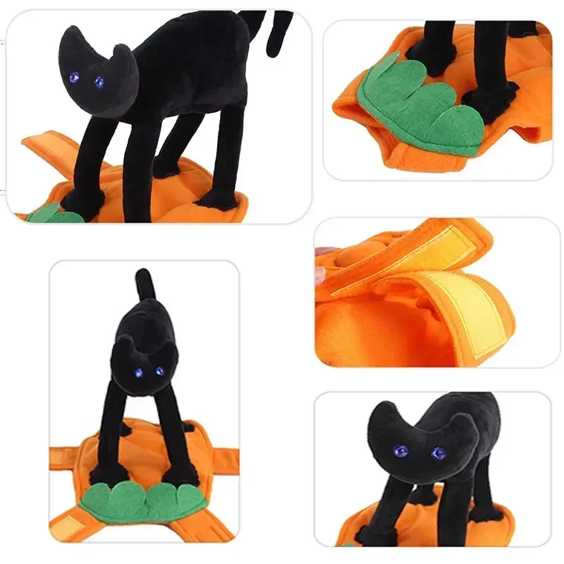 Pet Black Cat Costume Dog Coats Halloween Costume Funny Cat Dog Cosplay Outfit with Black Cat Pumpkin Decoration Pet Supplies