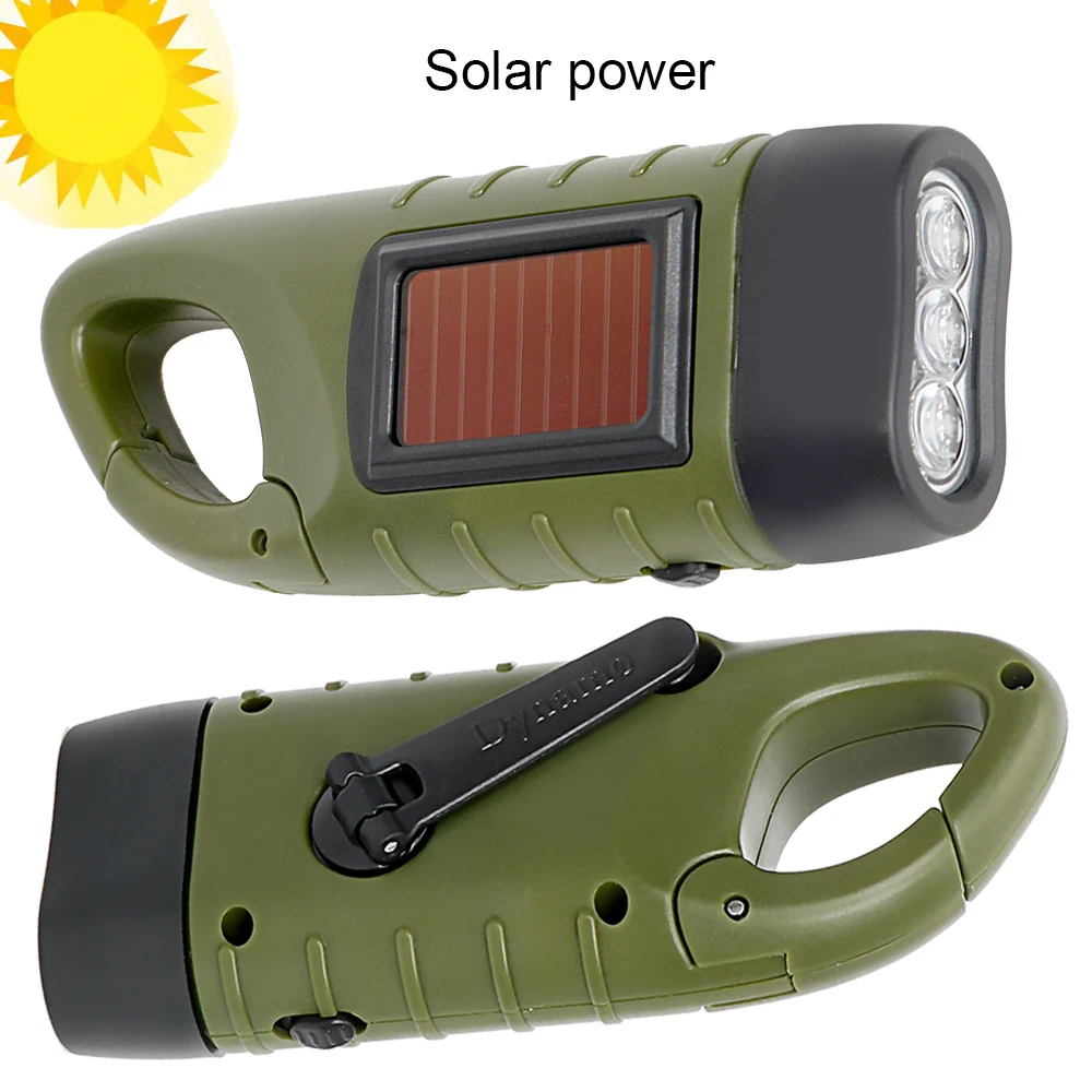 

Portable LED Flashlight Hand Crank Dynamo Torch Lantern Professional Solar Power Tent Light for Outdoor Camping Mountaineering