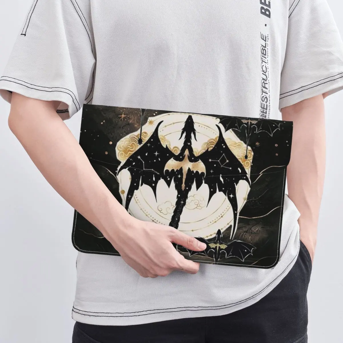 Fourth Wing Dragon PU Leather Horizontal Laptop Sleeve Shockproof Soft Lining Notebook Case 13 Inch