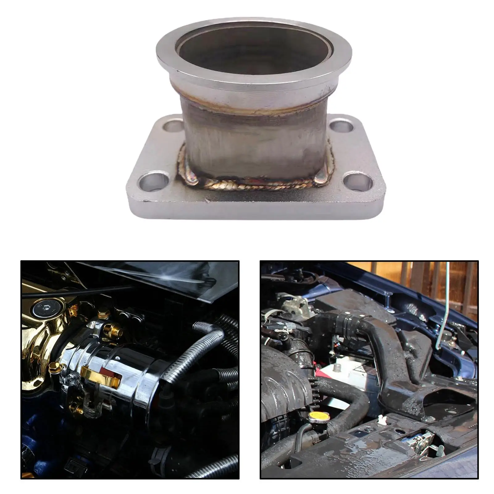 Exhaust Turbo Flange Adapter 2.5 Inch V Band Stainless Steel Conversion Part for T3 4 Bolt Downpipe Assembly