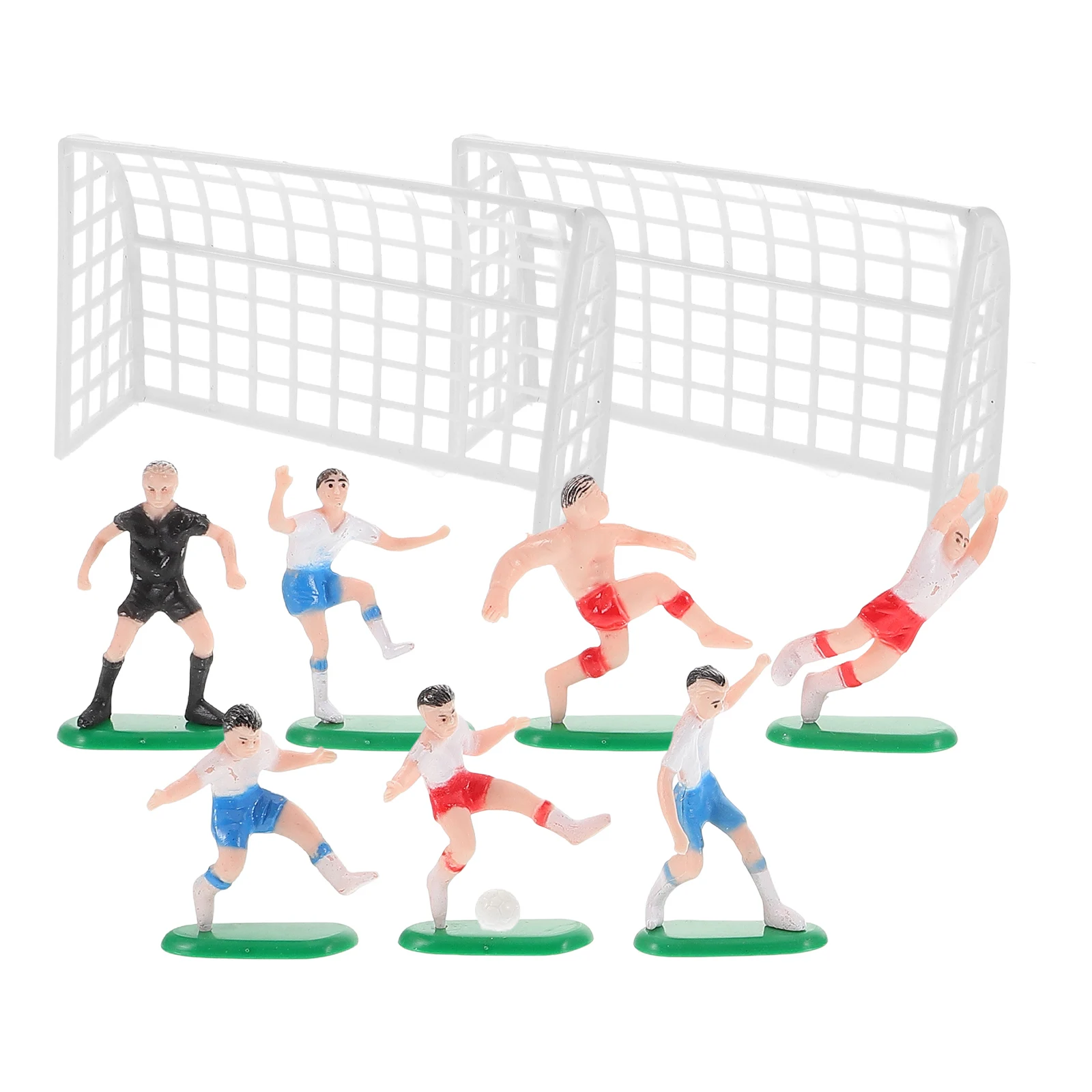 

9 Pieces Football Boy Ornaments White Goal Soccer Player Figures Table Decorations Party Supplies Mini Landscape Scene Plastic