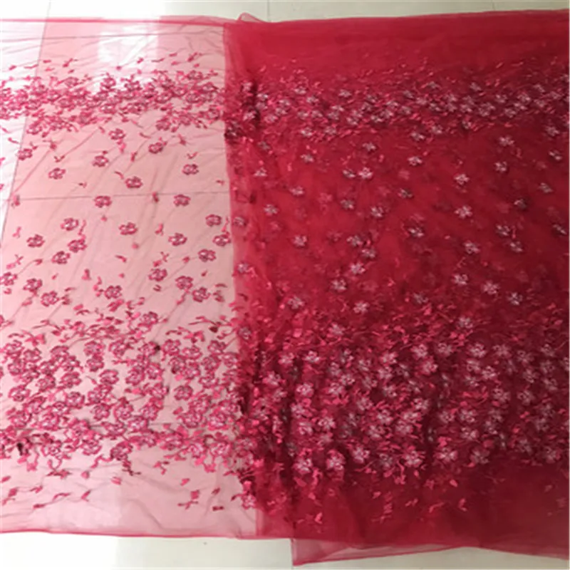 Quality Embroidered Lace Fabric With 3D Flowers 11Colors Tulle Mesh Lace Fabric For Haute Couture Dress Curtain With Rich Floral