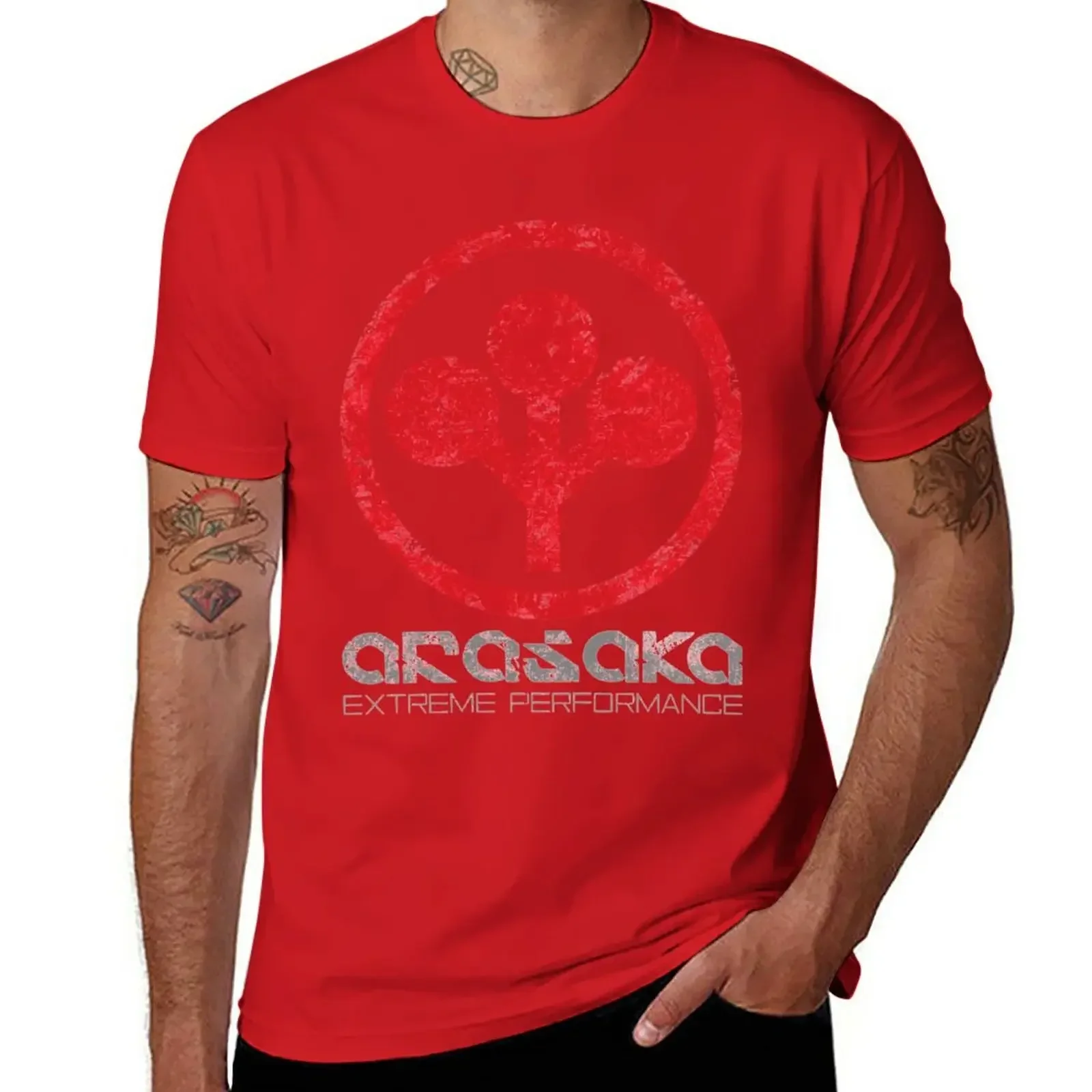 Distressed Arasaka Corp for a boy designer t shirt men Short Sleeve Outfits vintage mens designer clothes Male fashion Hot Sale