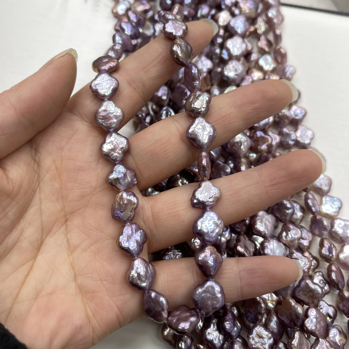 

Natural Freshwater Pearl Purple Four-Leaf Clover Spacer 10x10mm 5A Bead Jewelry Make DIY Necklace Bracelet Women Premium Wedding
