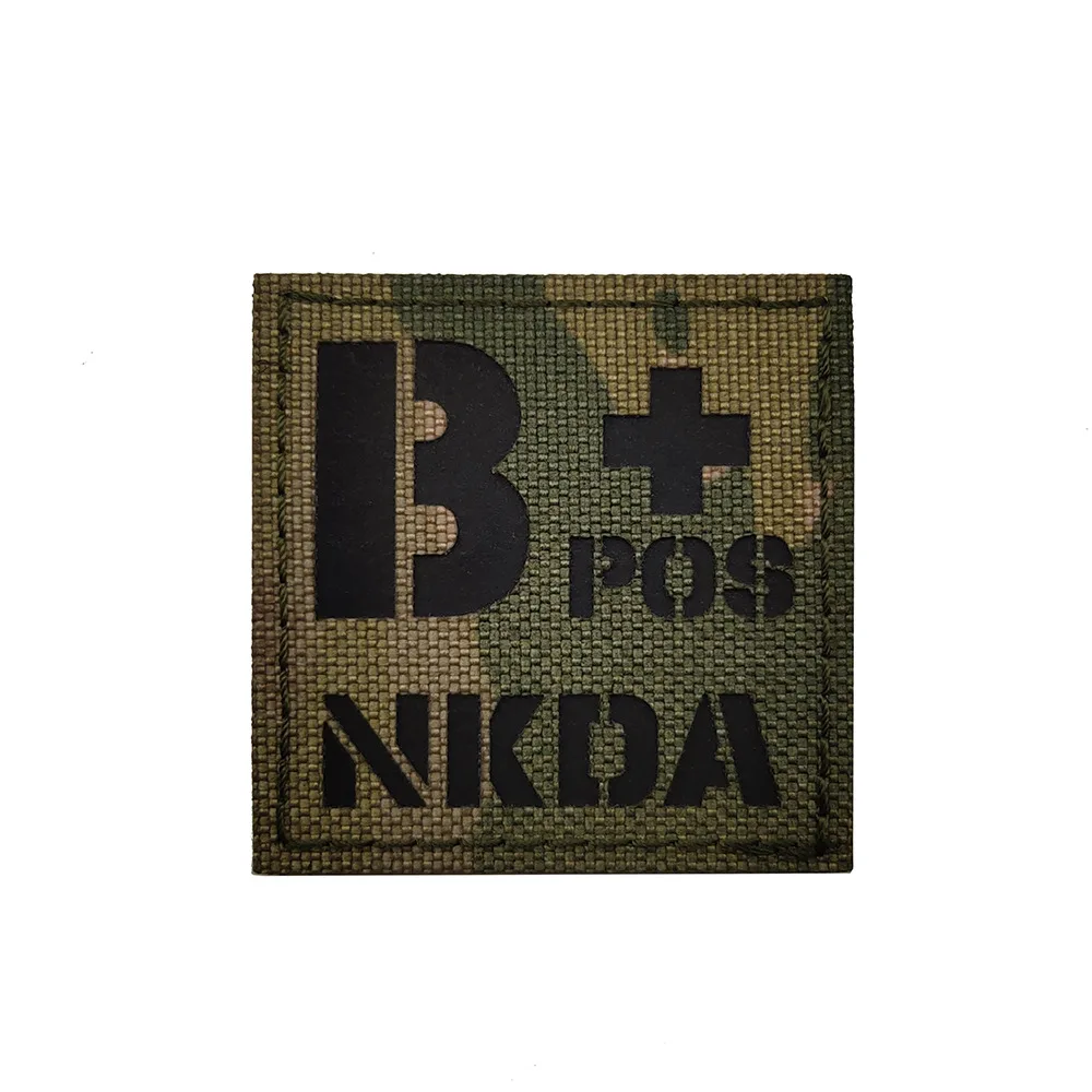 1PC Reflective IR Camouflage Blood Type NKDA Night Recognition Badge Hook and Loop  Bagde Patch for Clothing