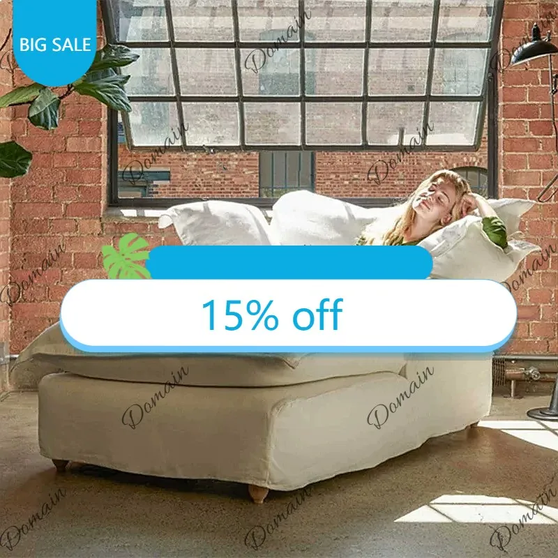 PL Japanese-style linen fabric sofa, fully dismantled and washed, straight row, white chaise longue, lazy and can sleep F