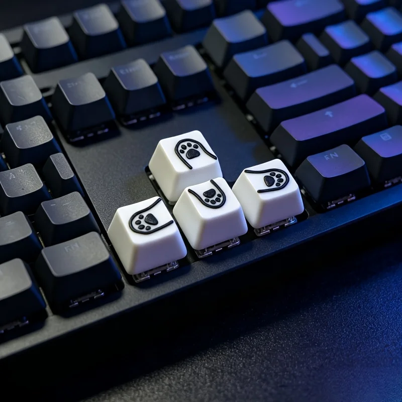 4pcs Fun And Cute Cat Paw Keycaps, Suitable for Cross-Shaped Switches,3D Printed,Durable,Ideal for Gamers And Keycap Enthusiasts