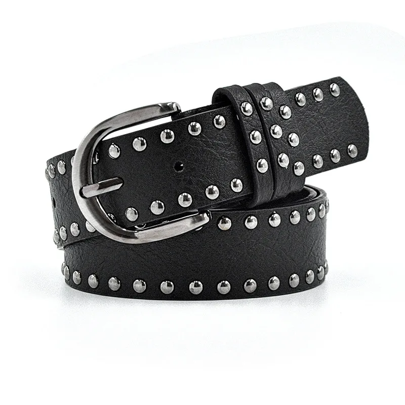 Neuer europäischer und amerikanischer breiter Gürtel für Damen im Punk-Stil, modische Niete, lässig, mit Jeansgürteln für Damen, Luxus-Designermarke – Detail 10