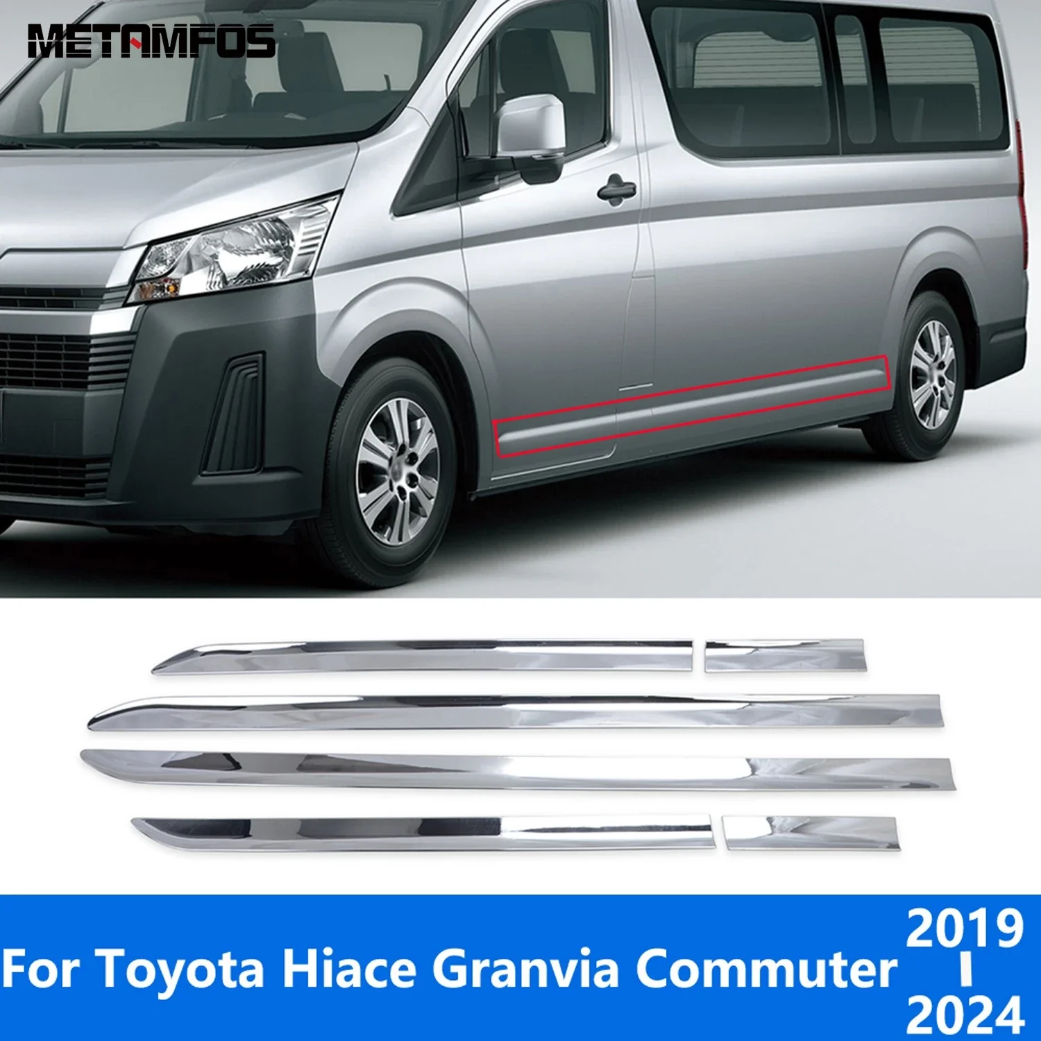 

Для Toyota Hiace Granvia Commuter 2019-2022 2023 2024 углеродное волокно, боковая полоса двери, юбка для кузова, молдинговая отделка, автомобильные аксессуары