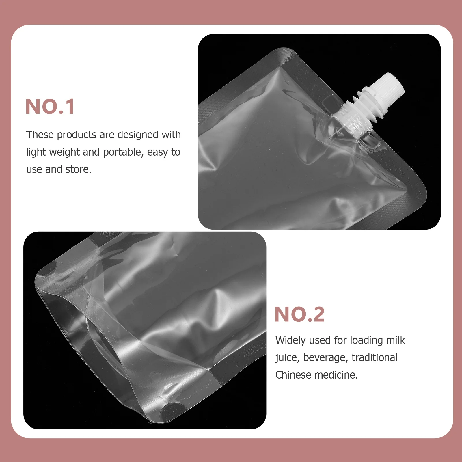 

20pcs Drinking Pouches With Spout Plastic Beverage Bags For Juice Soybean Milk Beer Portable Leakproof Stand-Up Storage Flasks