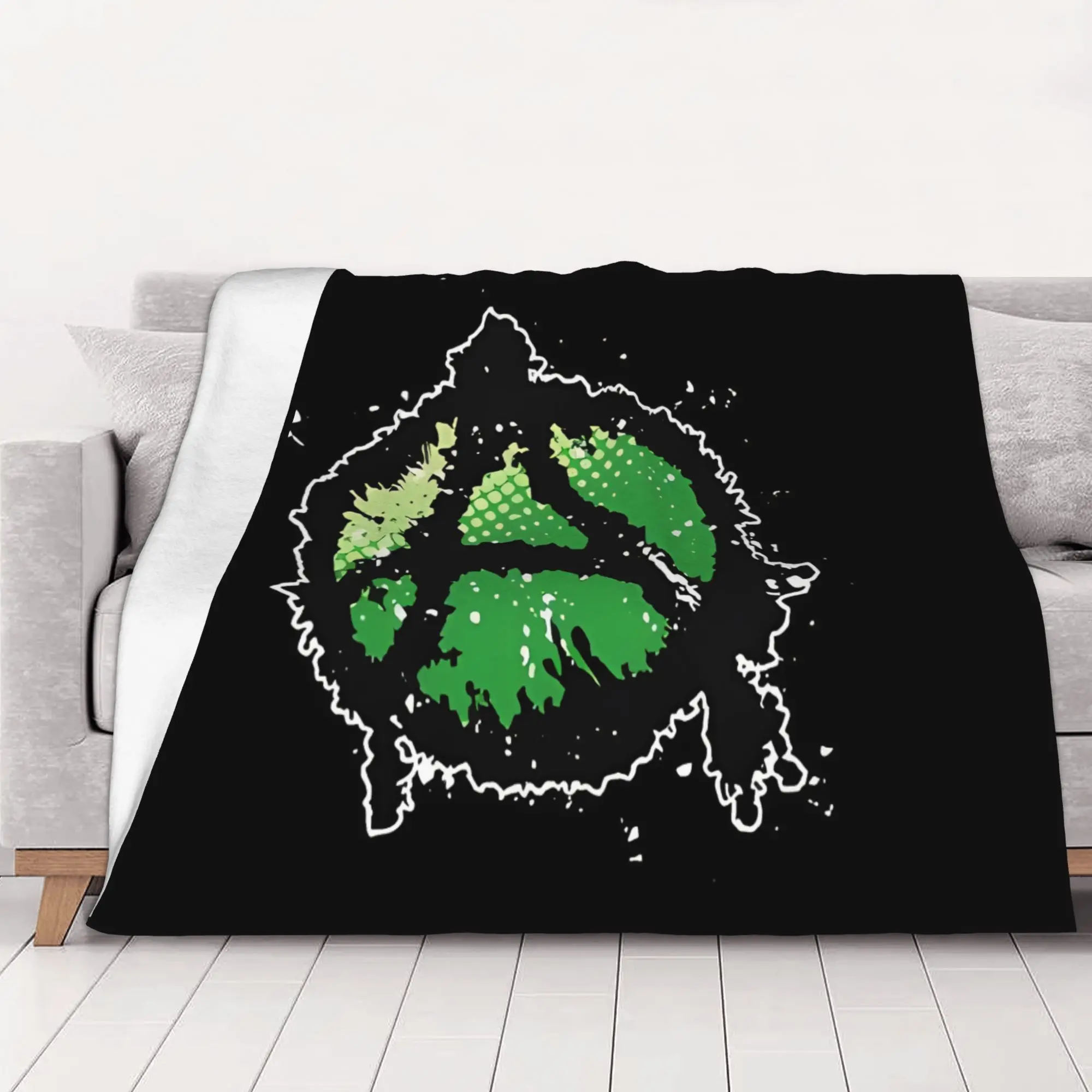 1PC Green Anarchy Symbol Anarchy home room decorations Winter Blankets for Adults Bedding Home Interior Sofa Knee