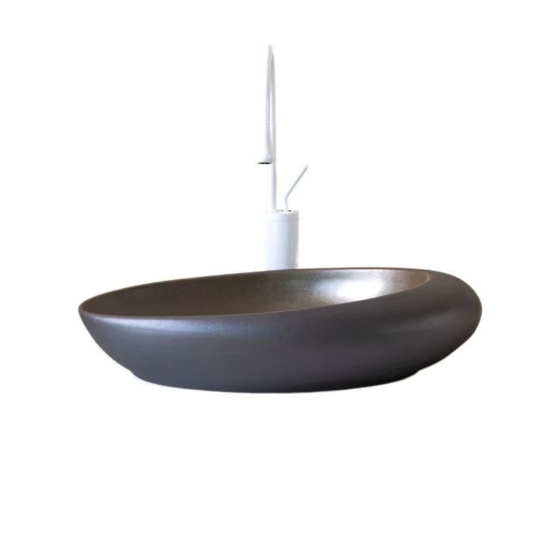 

High-value new platform balcony washbasin bathroom ceramic black single basin