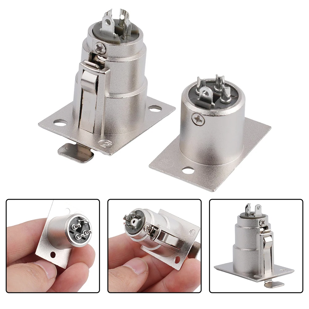 2Pcs 3 Pin XLR Male Female Socket Panel Mount Chassis Mic Jack Audio Connector For Patch Bay And Snake Cable Applications