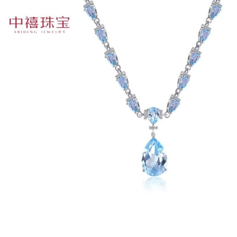 brand genuine Luxury real jewels Small Fresh ins Wind Natural Sky Blue Topaz Pendant 925 Sterling Silver Necklace Earrings Jewel