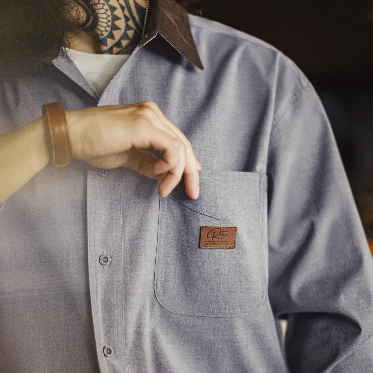 

Maden Men's Vintage Corduroy Shirt Long Sleeve Patchwork Placket Loose Fit Thin Shirt with Pocket for Autumn Fall Casual