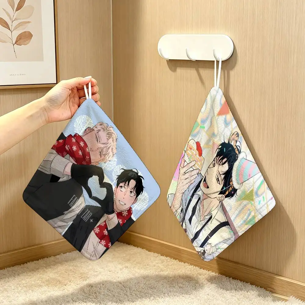 Korean Bl Roses And Champagne  Polyester Cotton Daily Towel Hanging Kitchen Hand Wiping Cloth Durable for Whole House Use