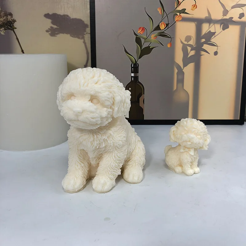 

16CM Lovely Teddy Dog Candle Mold Animal Dog Candle Silicone Mold Making Sculpture Plaster Wax Mold Dog Lovers Handmade Gifts