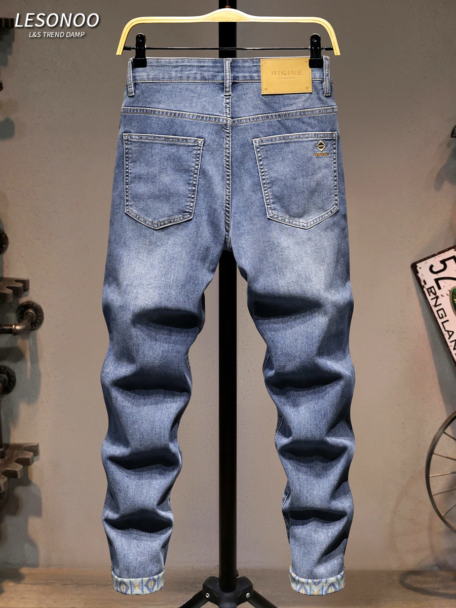 

Мужские джинсы премиум-класса для весны и лета: тонкие, повседневные, эластичные, облегающие, молодежные, современные, дышащие, легкие, с вышивкой, укороченные.