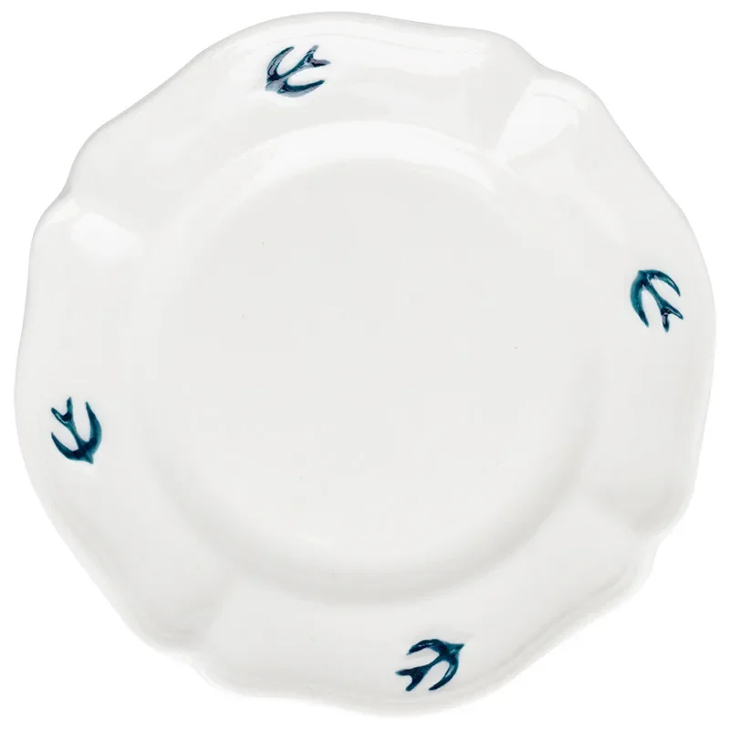 Relief Swallow Plate Bird Desset Dishes Export Japanese-Style Simple Snack Original Household Small Kitchen Plate Dish