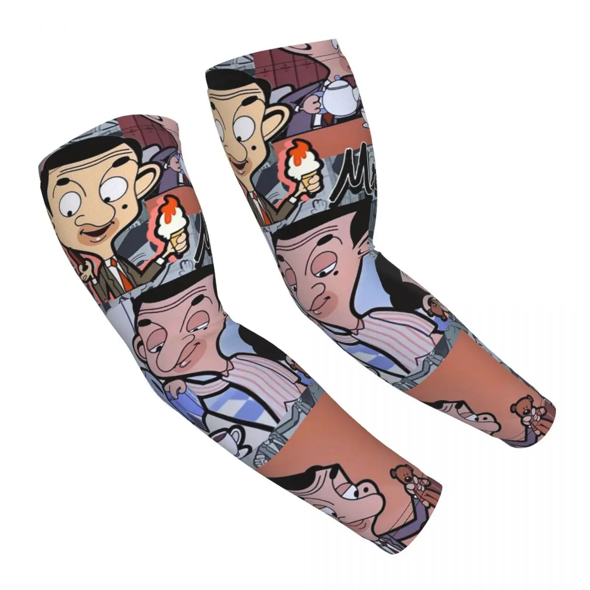 ミスタービーン漫画アームスリーブ男性女性太陽紫外線保護タトゥーカバーアップスポーツ冷却サイクリング